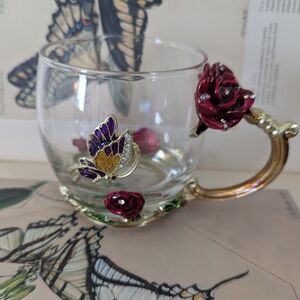 Arc of France Butterfly and Flower Vintage Glassware